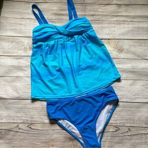 Lazosal Sportshe Tankini 2 Piece Swimsuit Swim Set NWT Women’s Size Medium Blue